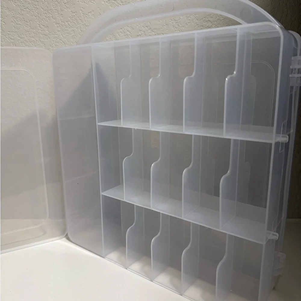 Nail Polish Holder Organizer with Lid and Handle for 30 Bottles - Clear